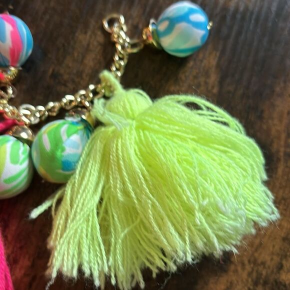 Lilly Pulitzer Boho Beach Resort Tassel Balls Bracelet Gold-Tone Hardware - Picture 4 of 7